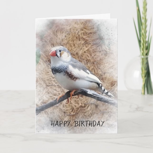 Tarjeta finca de cebra de cumpleaños en rama (Anverso)