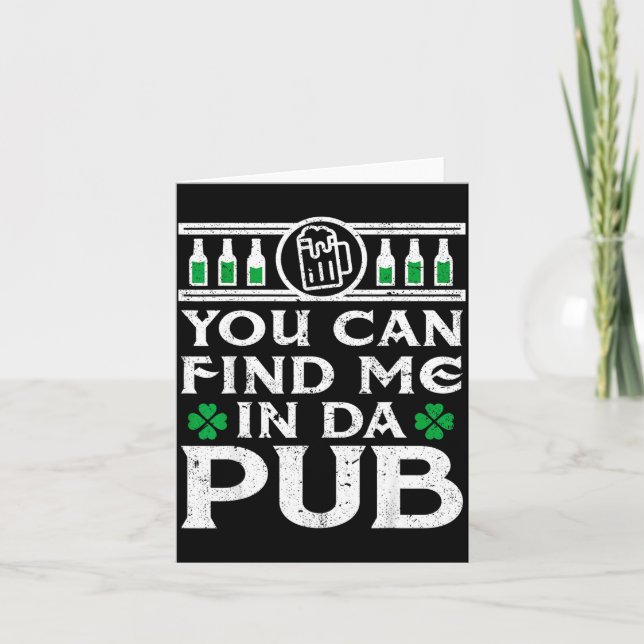 Tarjeta Find Me In Da Pub Funny St Patricks Day 2020 Drink (Anverso)