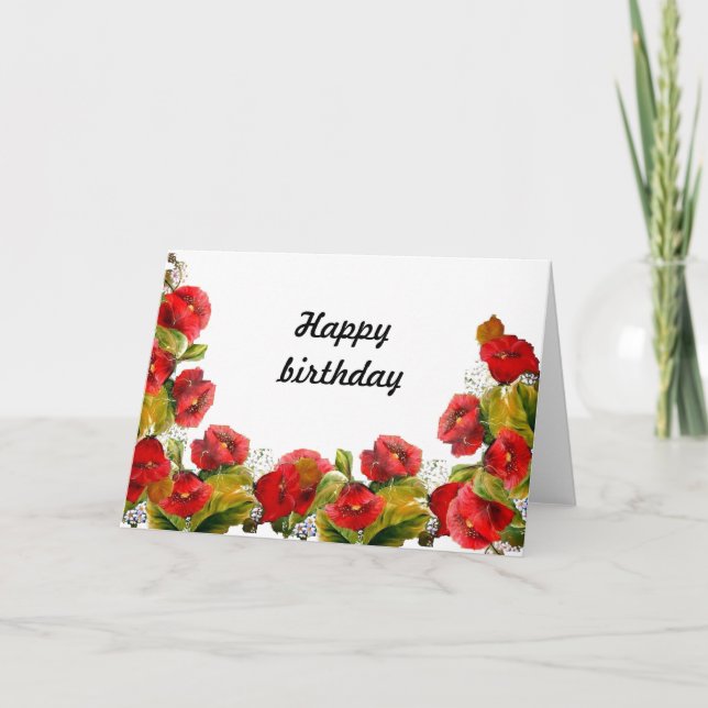TARJETA FINEART BIRTHDAY SCARLET POPPIES (Anverso)