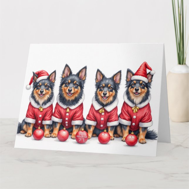 Tarjeta Finnish Lapphund Christmas Dress Santa Hat (Anverso)