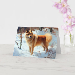 Tarjeta Finnish Spitz Deja que nieve Navidad