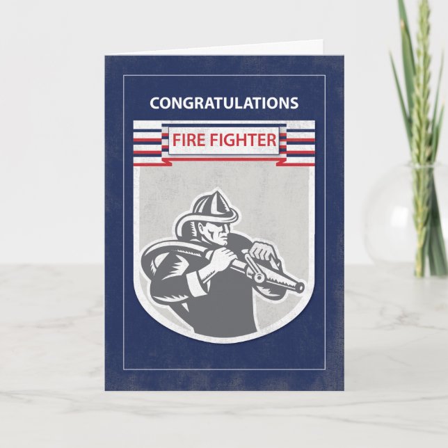 Tarjeta Fire Fighter Graduate Congratulations, Blue (Anverso)