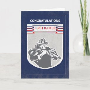 Tarjeta Fire Fighter Graduate Congratulations, Blue