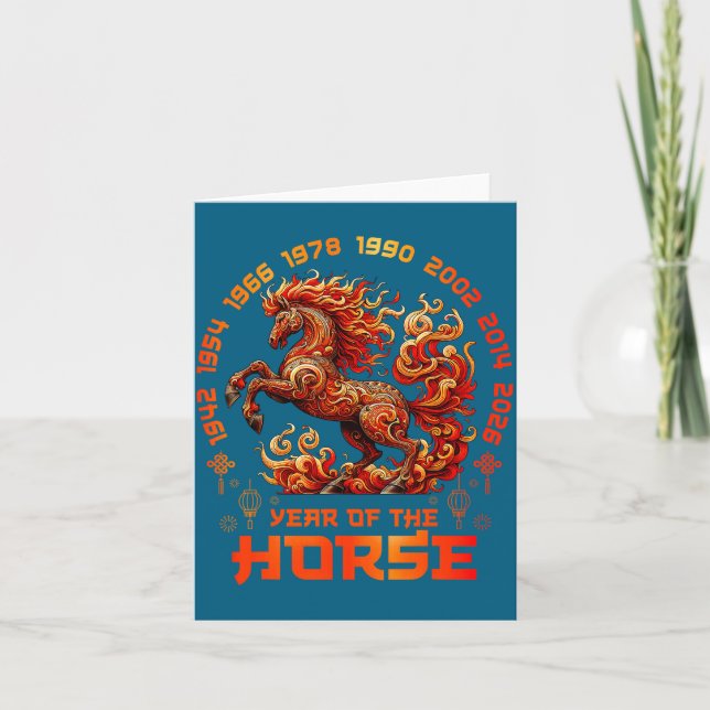 Tarjeta Fire Horse Chinese Zodiac Symbol 2026 Lunar New Ye (Anverso)