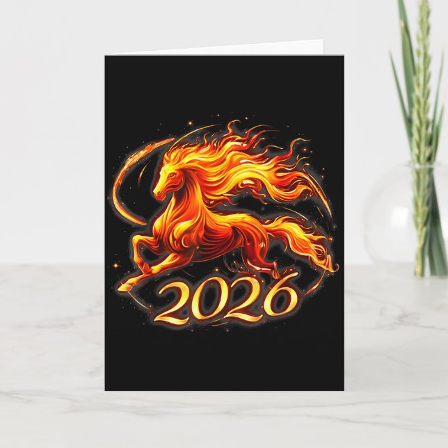 Tarjeta Fire Horse Chinese Zodiac Symbol 2026 Lunar New Ye (Anverso)