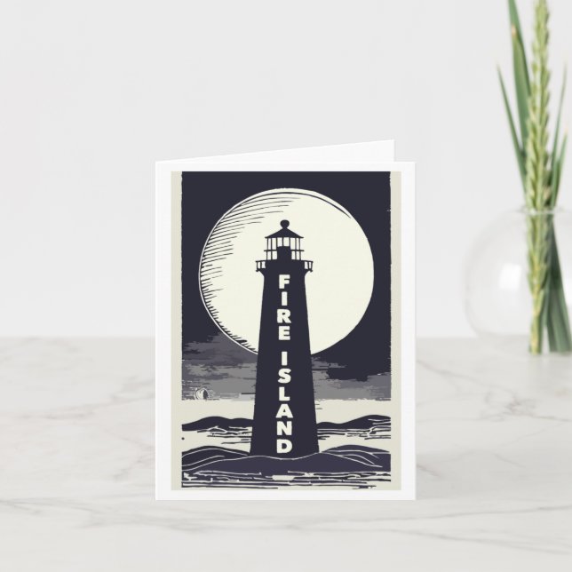 Tarjeta Fire Island Lighthouse New York Moon  (Anverso)