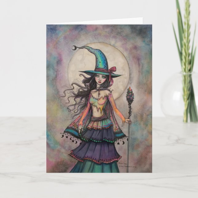 Tarjeta Fire Opal Witch Halloween Fantasy Art Wiccan (Anverso)