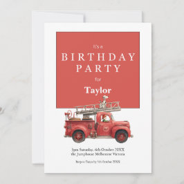 Tarjeta Fire Truck Birthday Invitation | Kids Party Card