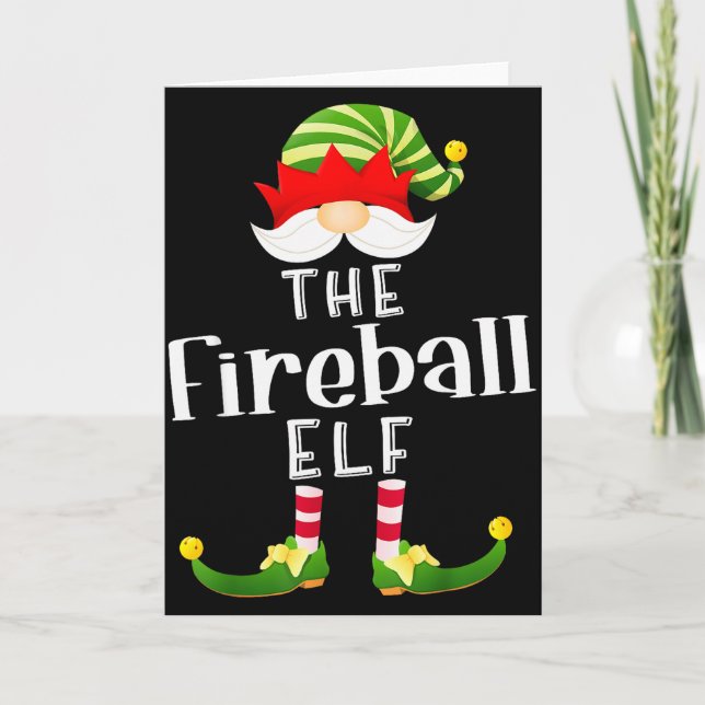 Tarjeta Fireball Elf Group Christmas Funny Pajama Party  (Anverso)