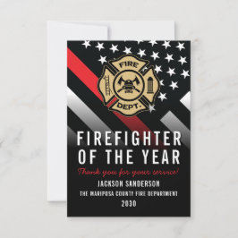 Tarjeta Firefighter of the Year Employee Logo Red Line