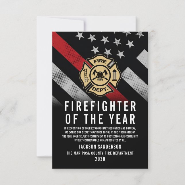 Tarjeta Firefighter of the Year Employee Recognition Logo (Anverso)