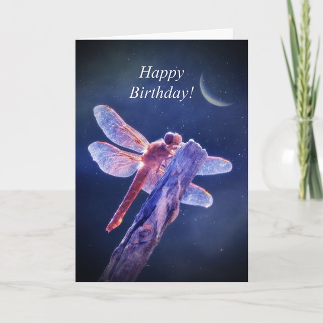 Tarjeta Firefly y luna creciente cumpleaños de Wicca (Anverso)