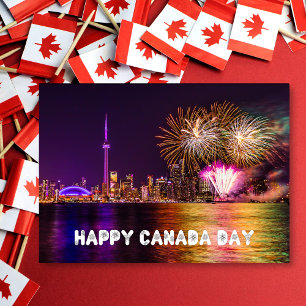 Tarjeta Fireworks Toronto CN Tower Happy Canada Day