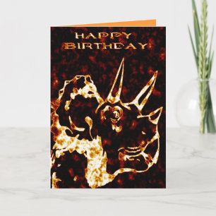 Tarjeta Firey Triceratops Birthday