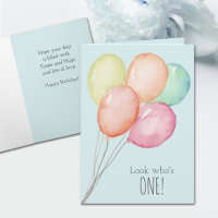 First Birthday Blue Balloons Boy Greeting