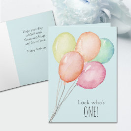 Tarjeta First Birthday Blue Balloons Boy Greeting