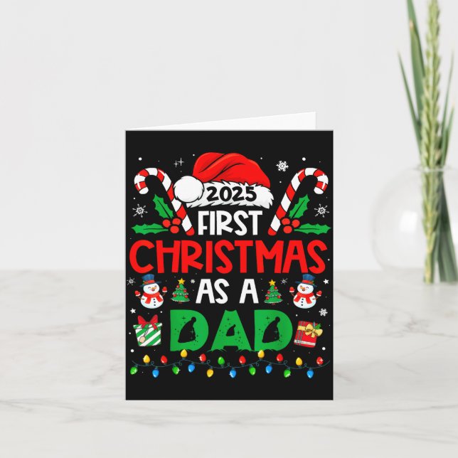 Tarjeta First Christmas As A Dad 2025 Family Matching 1st  (Anverso)