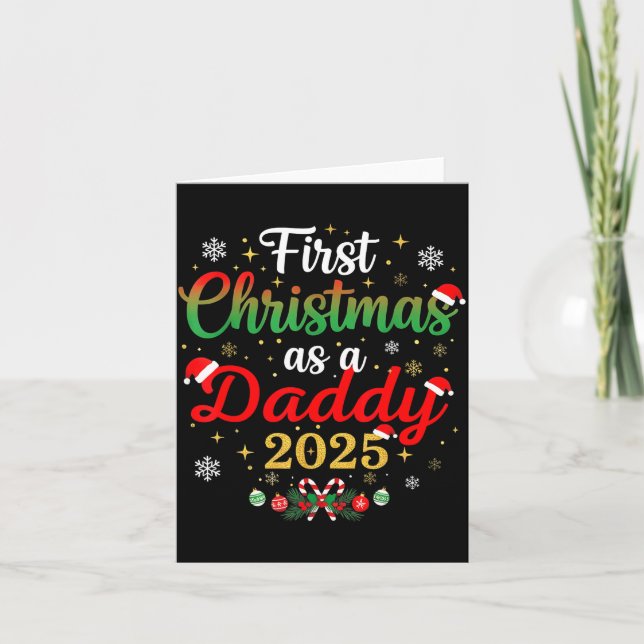 Tarjeta First Christmas As A Daddy 2025 New Dad Xmas  (Anverso)