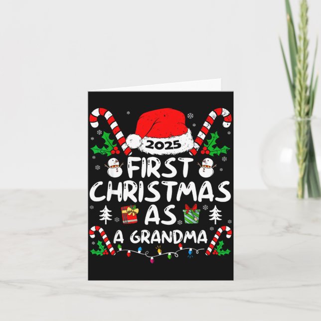 Tarjeta First Christmas As A Grandma 2025 Family Matching  (Anverso)