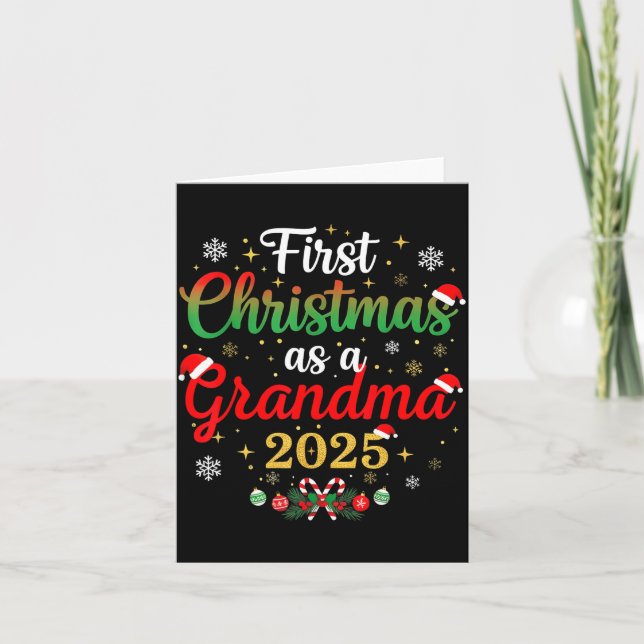 Tarjeta First Christmas As A Grandma 2025 New Mommy Xmas  (Anverso)
