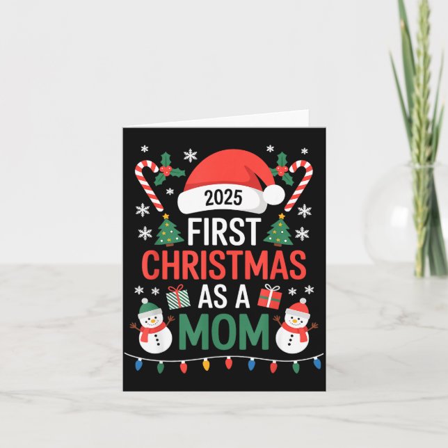 Tarjeta First Christmas As A Mom 2025 Family Matching Holi (Anverso)