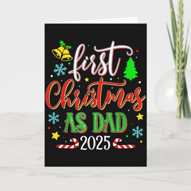 Tarjeta First Christmas As Dad 2025 Festive Holiday Celebr (Anverso)