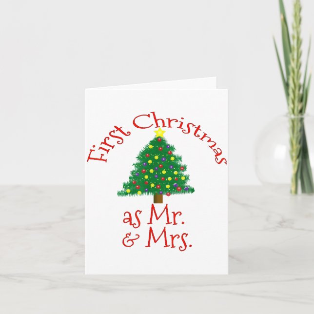 Tarjeta First Christmas As Mr And Mrs - Matching Newlyweds (Anverso)