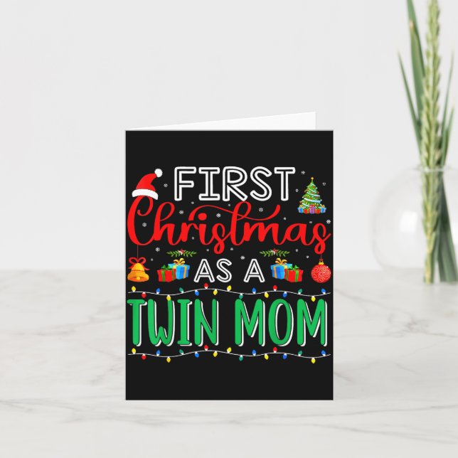 Tarjeta First Christmas As Twin Mom Family Matching New Tw (Anverso)