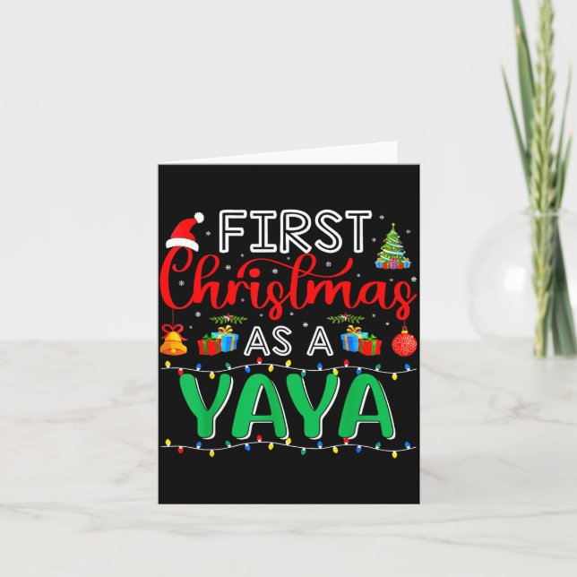 Tarjeta First Christmas As Yaya Family Matching New Yaya  (Anverso)