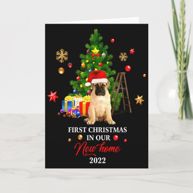 Tarjeta First Christmas In Our New Home Xmas Gift For Pug  (Anverso)