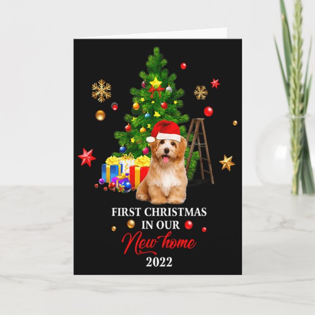Tarjeta First Christmas In Our New Home Xmas Maltese Dog T (Anverso)