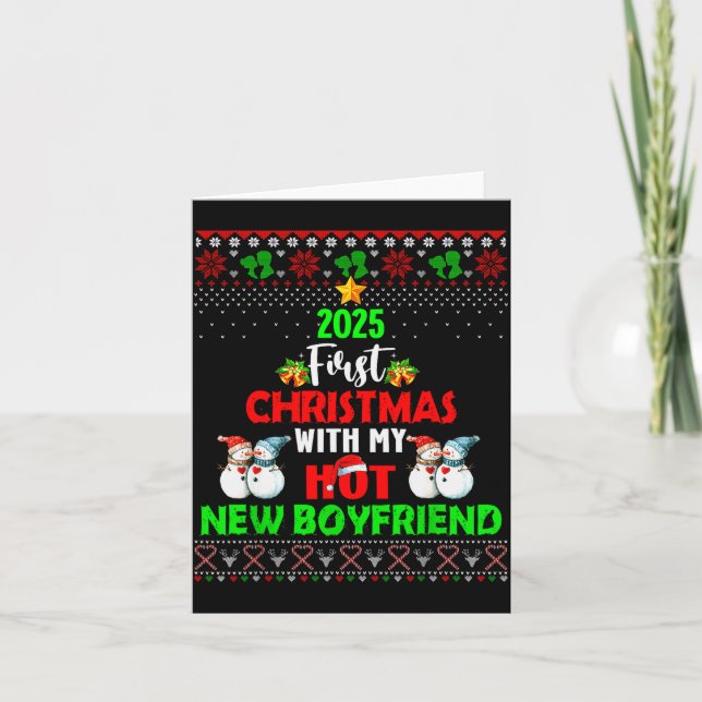 Tarjeta First Christmas With My Hot New Boyfriend 2025 Cou (Anverso)