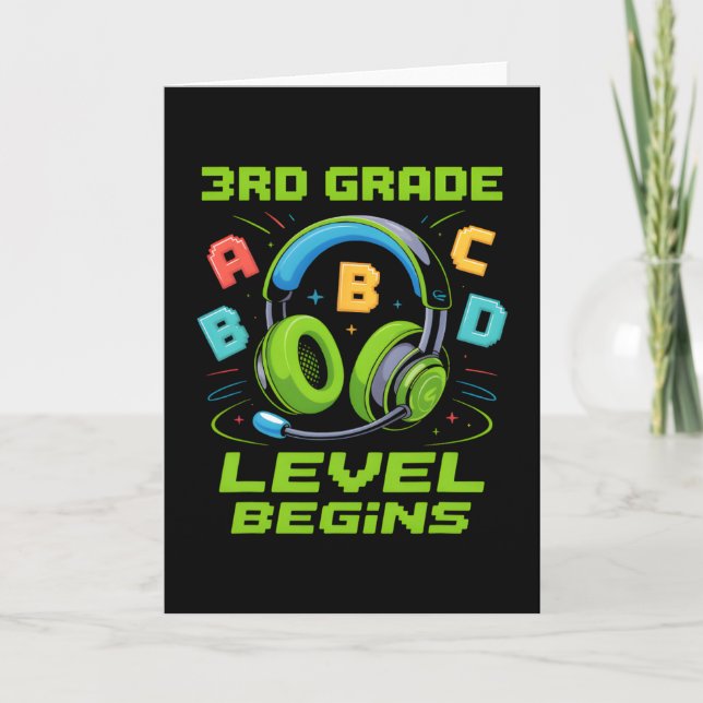Tarjeta First Day Of 3rd Grade Level Begins Shirt Gamer Bo (Anverso)