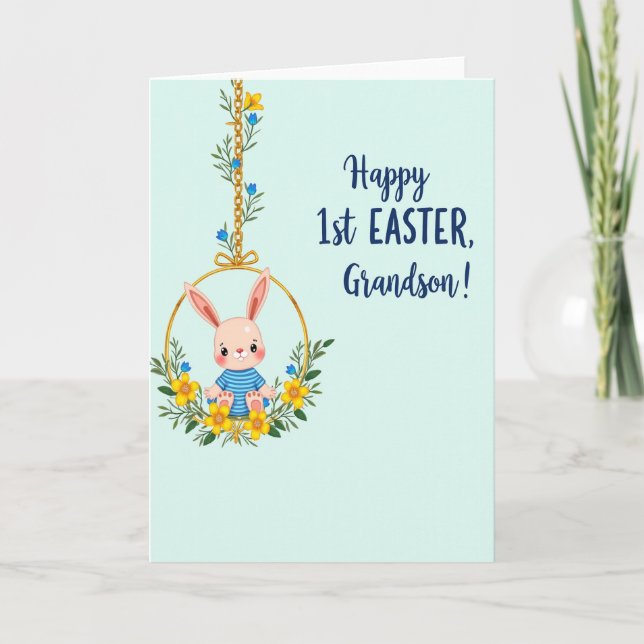 Tarjeta First Easter Grandson Bunny Card (Anverso)