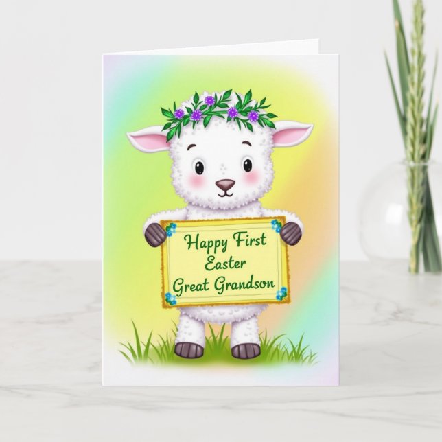 Tarjeta First Easter Grandson Sheep Card (Anverso)
