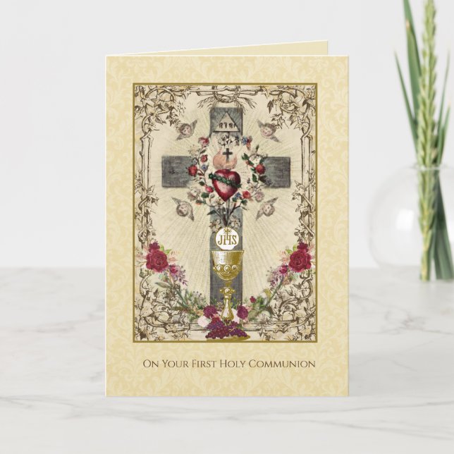 Tarjeta First Holy Communion Catholic Traditional (Anverso)
