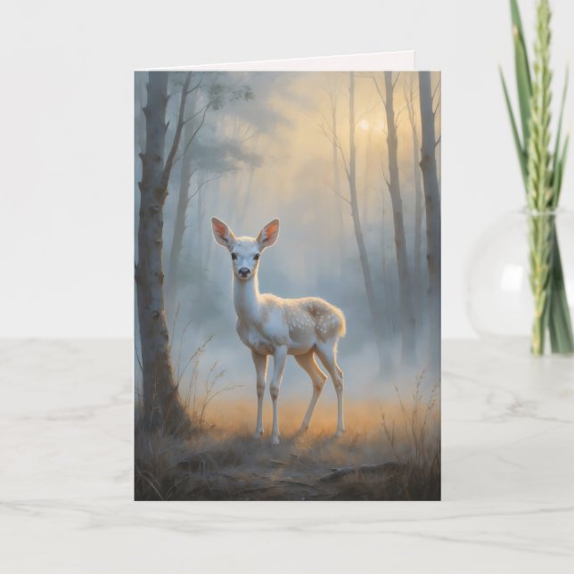 Tarjeta First Light Kin White Stag Greeting Card (Anverso)