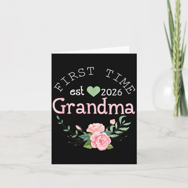 Tarjeta First Time Grandma Est 2026 New Grandmother 1st Ti (Anverso)