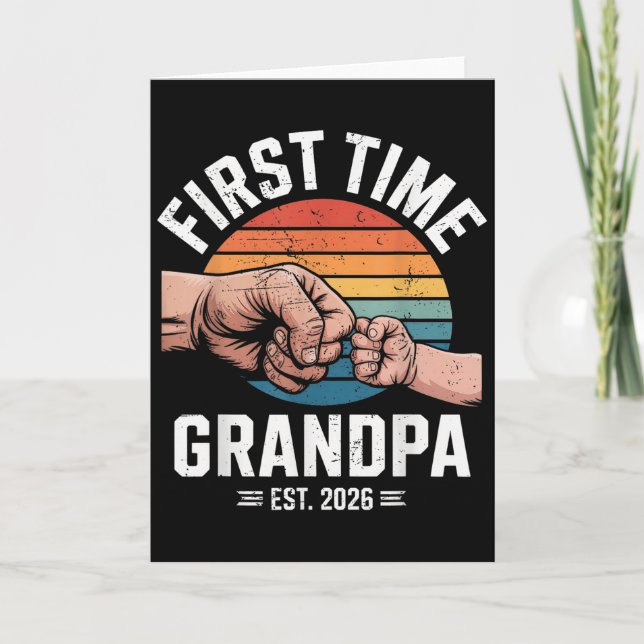 Tarjeta First Time Grandpa Est 2026 Baby Announcement Grea (Anverso)