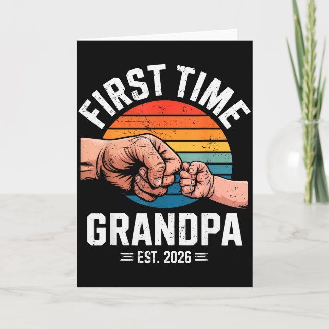 Tarjeta First Time Grandpa Est 2026 Baby Announcement Grea (Anverso)