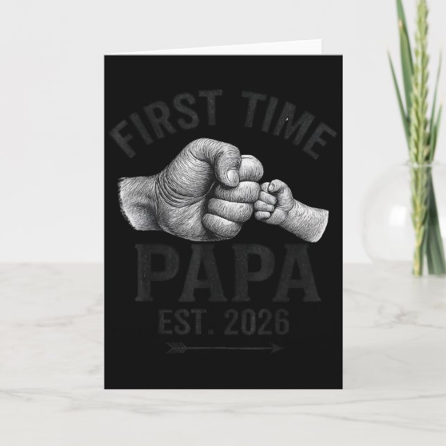 Tarjeta First Time Papa Est 2026 Fist Bump New Dad Father' (Anverso)