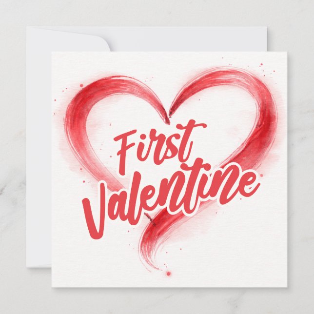 Tarjeta First Valentine Minimal red Heart (Anverso)