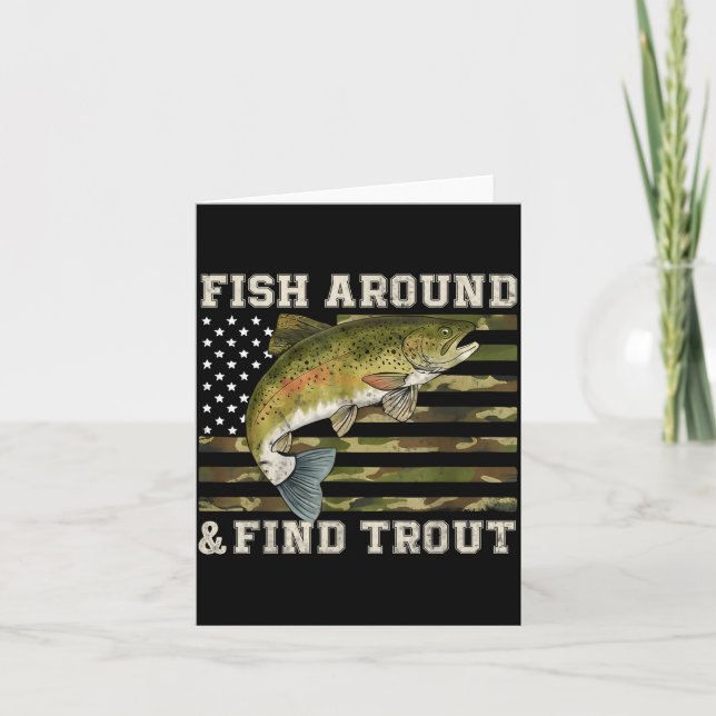 Tarjeta Fish Around And Find Trout American Flag Funny Fis (Anverso)
