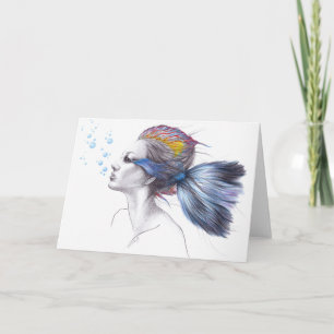 Tarjeta Fish Fantasy Surreal Art Drawing