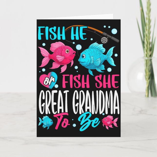 Tarjeta Fish He Or Fish She Gender Reveal Family Great Gra (Anverso)