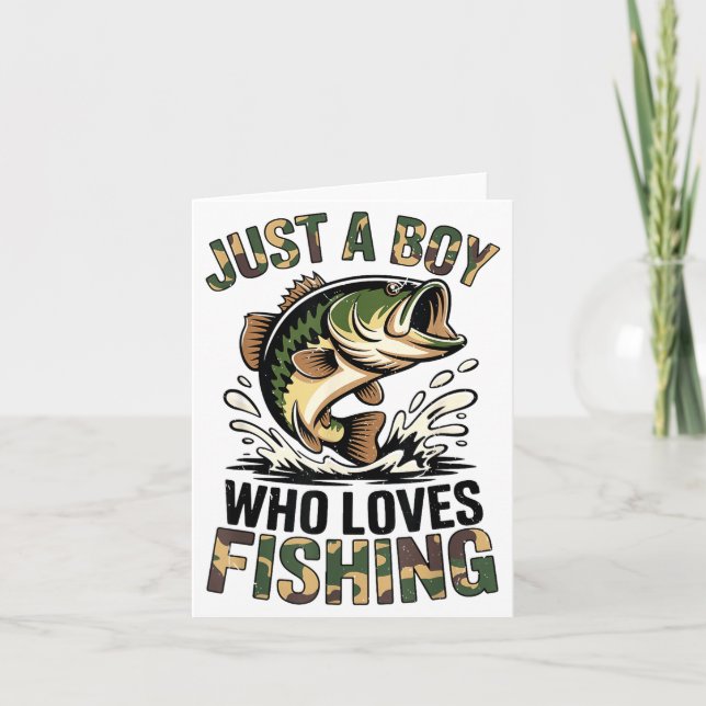 Tarjeta Fishing Camo B Fish Youth Just A Boy Who Loves Fis (Anverso)