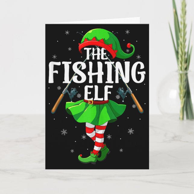 Tarjeta Fishing Elf Christmas Girls Women Elf Squad Xmas F (Anverso)