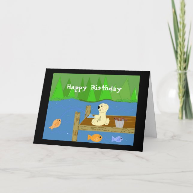 Tarjeta Fishing off the Dock - Birthday Greeting (Anverso)