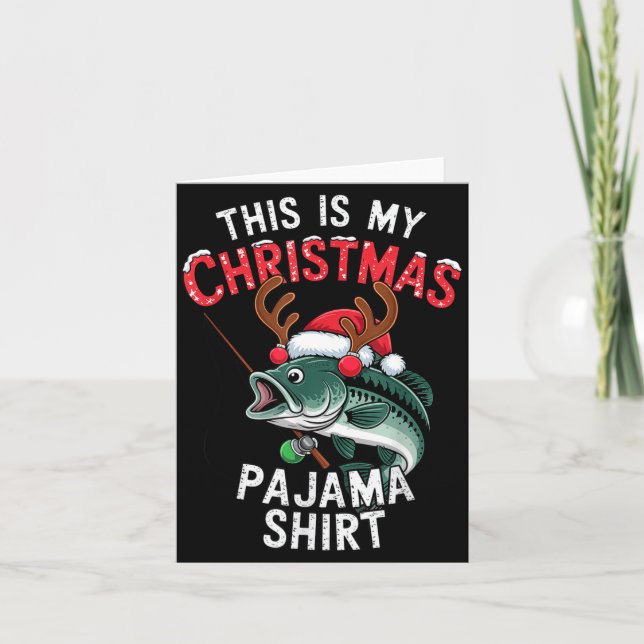 Tarjeta Fishing This Is My Christmas Pajama B Fish Santa H (Anverso)