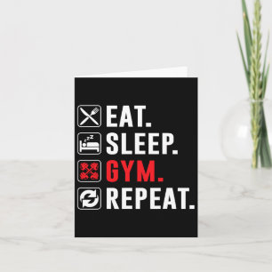 Tarjeta Fitness Bodybuilding Eat Sleep Gym Repeat Funny Wo